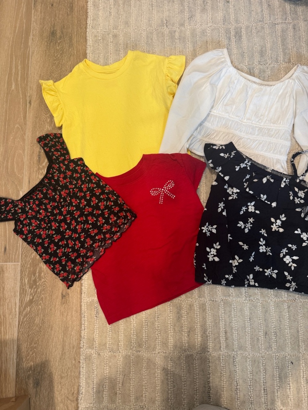 Kids Red Short-Sleeve Tee with Bow Detail